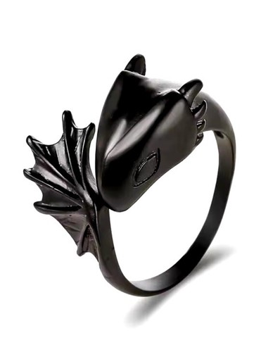 Black dragon ring adjustable - black,
