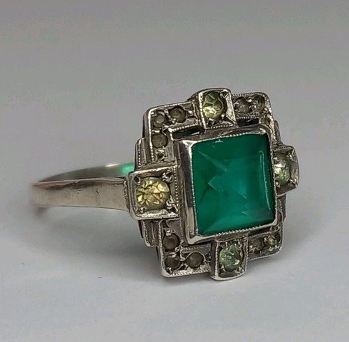 Art deco silver 925 - silver, emerald