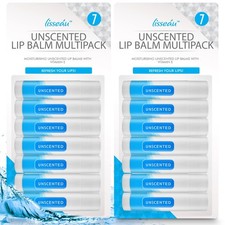 7-28 Unscented Lip Balm Set Multi Pack Stick Moisturising Vitamin E for Dry Lips
