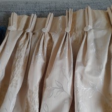 Curtains Pair Beige Cream Pinch Pleat Button Top - L 60" X W 80" (Top 32" W)