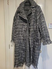 Womens Zara Tweed Boucle Mid Length Jacket