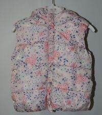 MINOTI girls pink floral padded Hooded Gillet/bodywarmer age 2–3 years