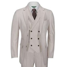 Mens Cream 3 Piece Suit Gold