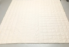 LAURA ASHLEY Ecru Quilted Padded Beaded Edge Bedspread Throw 200 cm x 210 cm