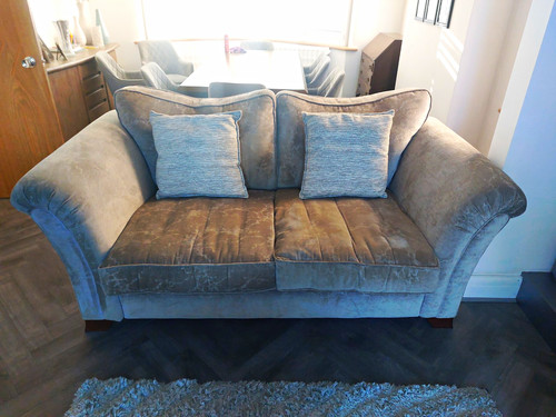 Grey velvet seater - grey, sofa