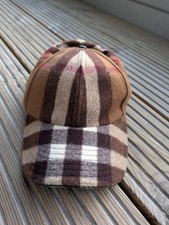 BURBERRY plaid wool cap logo