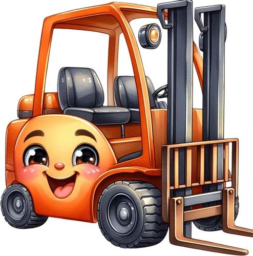 Colourful forklift truck - colourful,