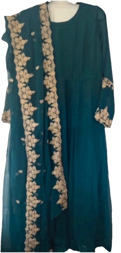 Pakistani teal chiffon maxi - pakistani,