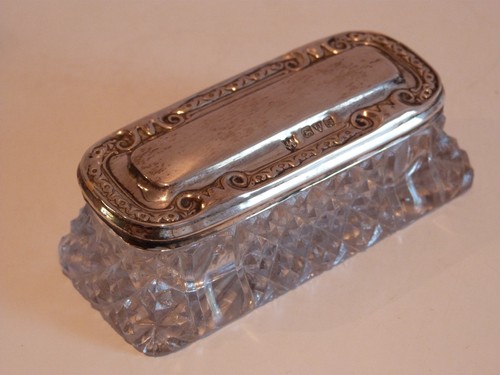 Antique silver glass trinket - antique,