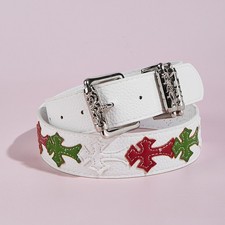 Punk Cross Flower Pu Belt With