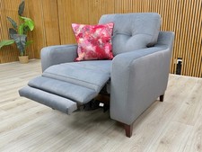 Fabb 'Iris' Chair Steel Grey Velvet Power Recliner Armchair Single + USB Port