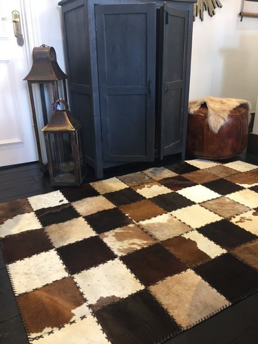 Cowhide patchwork rug brown - patchwork,