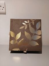 M&S Brown Suede Leather Jewellery Box With Gold Leaves Detail Bedroom Display 