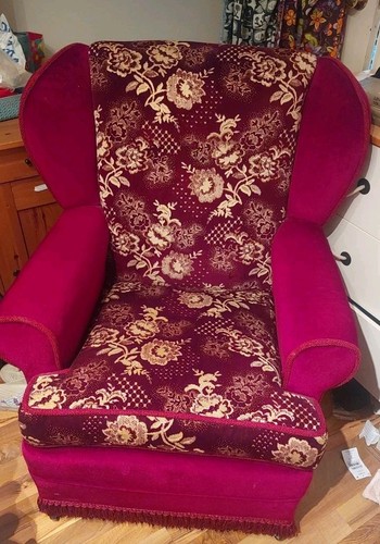 Vintage red velvet armchair - vintage,