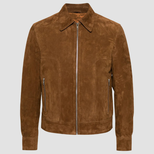 Men brown suede leather - suede,