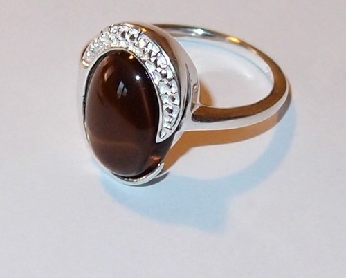Smoky quartz diamond ring - smoky, quartz/diamond