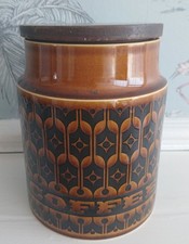 VINTAGE RETRO 1970s 1975 HORNSEA HEIRLOOM COFFEE STORAGE JAR & LID 6 INCHES 