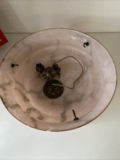 Vintage Fly Catcher Glass Pendant Ceiling Light Shade. 3 chains. Pink and Brown