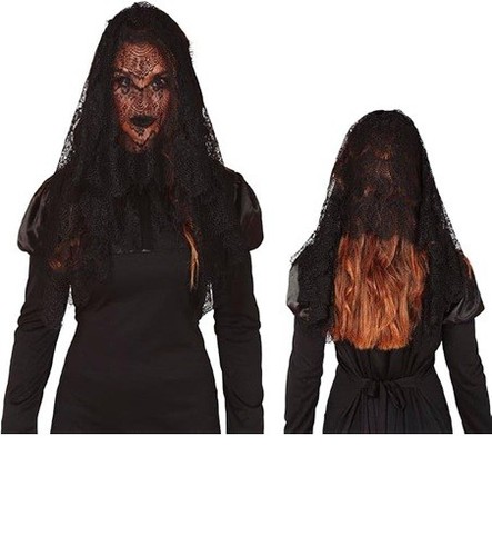Black lace widow veil - black, widow's