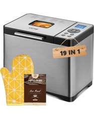 Bread Maker Machines 19-in-1 KITCANIS, 2.2L Stainless Steel with Nonstick Pan