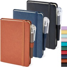 NIRMIRO 3 Pack A6 Pocket Notebook Notepad, Mini Small Leather Journal Notebook