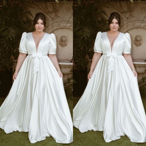 White plus size satin - white,