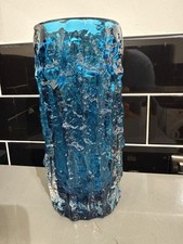 Vintage Whitefriars Bark 23cm Tall Blue Vase