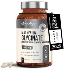 Magnesium Glycinate 1500mg 180 High Strength Capsules for Tiredness Fatigue
