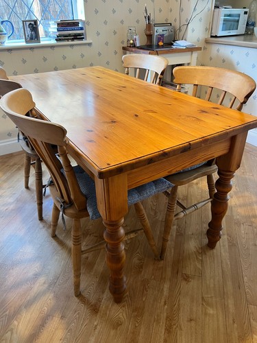 Pine dining table and chairs