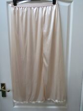 Glossy Slippy Satin Long Petticoat Size XL Beige Lace Feminine Maxi Plus Ladies