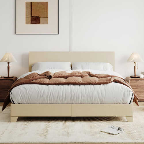 Queen size upholstered bed - size,