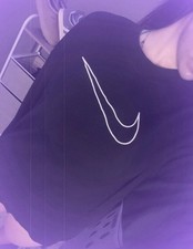 Nike Women's Hoodie Sweatshirt Black/Grey with Label Swoosh Size M