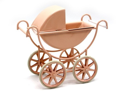 Pink pram dolls house - pink,