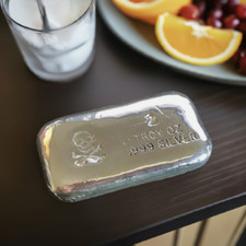 Smooth 2oz Pirate Stamped Silver Bar - Hand Pour (999 Fine Silver)