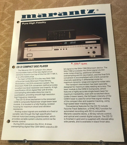 Marantz player brochure - player,
