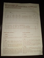 NAD 3020, Instructions For