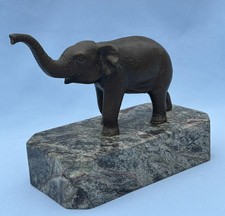 Theodore Alexander Bronze Elephant on Marble Base - Very Nice !