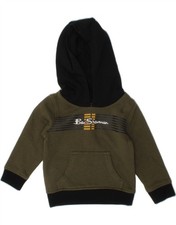 BEN SHERMAN Baby Boys Graphic Hoodie Jumper 9-12 Months Khaki Colourblock AO06