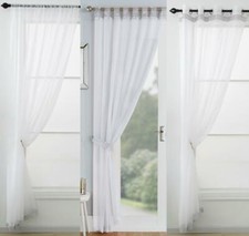 VEGAS Sparkle Diamante Glitz Voile Curtain Tab Top Glitter Panel 3 Designs WHITE