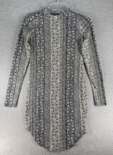 Love Cameron LA Womens Juniors Bodycon Dress SZ S Black Floral Long Sleeve Mock