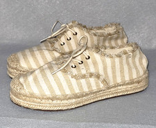 ROCKET DOG Etty NATURAL Striped CANVAS Lace-Up Espadrille FASHION SNEAKERS 6.5