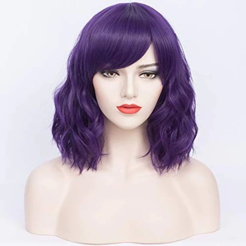 Ladies wig dark purple - ladies, curly