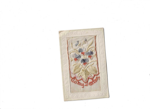Embroidered silk postcard - silk,