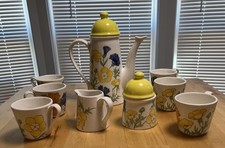 Vintage Ernestine Cannon Italian Pottery Tea/Espresso Set Hand Painted & Signed 