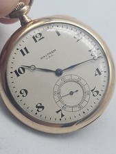 ANTIQUE WALTHAM U.S.A. GOLD PLATED POCKET WATCH 47 MM. / U047