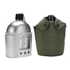 Canteen Set Water Bottle With Cup and Cover Lightweight Aluminum Outdoor Hiking