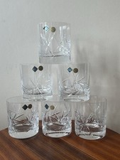 Set Of 6 Vintage Czech ‘Jihlavske’ Bohemian Cut Glass Whiskey Glasses, VGC