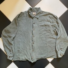 Tommy Bahama 100% Silk Shirt Long Sleeve Wooden Buttons Size Large