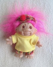 Vintage DAM Plastic Vinyl Norfin Troll Doll - Mini Golfer With Pink Hair c1986