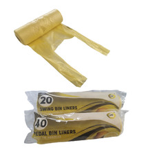 Pedal Swing Bin Liners Tie Handle Lemon Scented Rubbish Refuse Bags 20 40 Packs